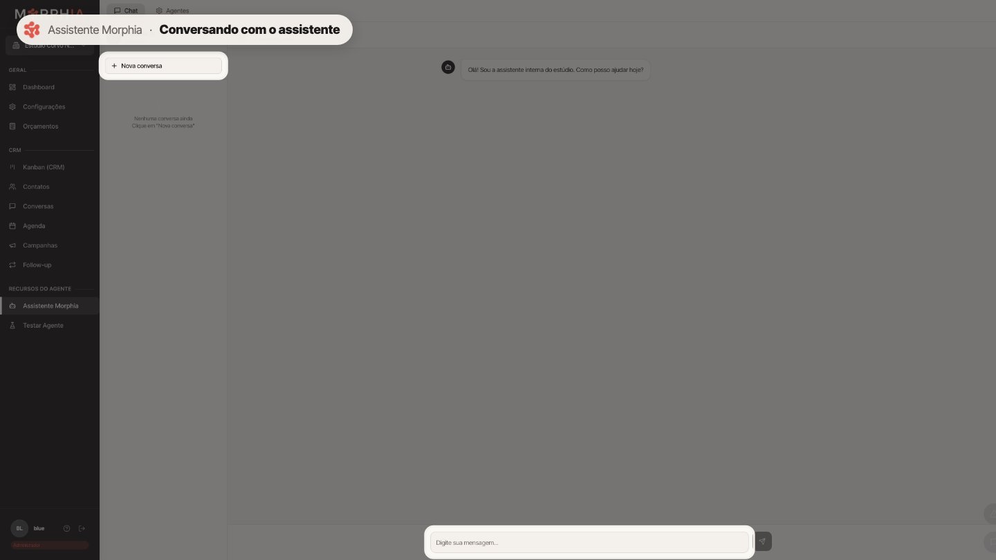 Clique em Nova conversa e pergunte o que precisar, como os agendamentos da semana ou uma dúvida sobre um cliente.