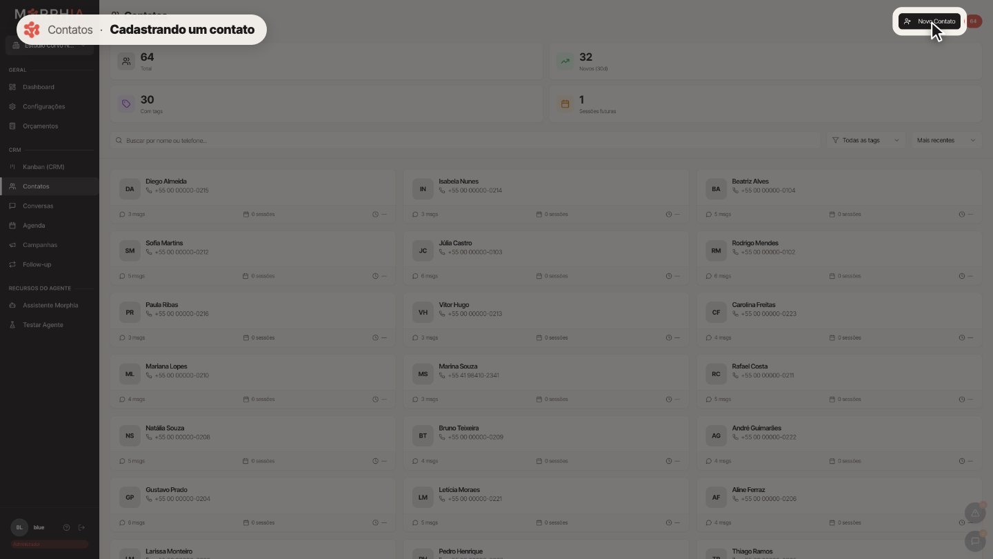 Para cadastrar alguém que ainda não mandou mensagem, como uma indicação, use Novo Contato.