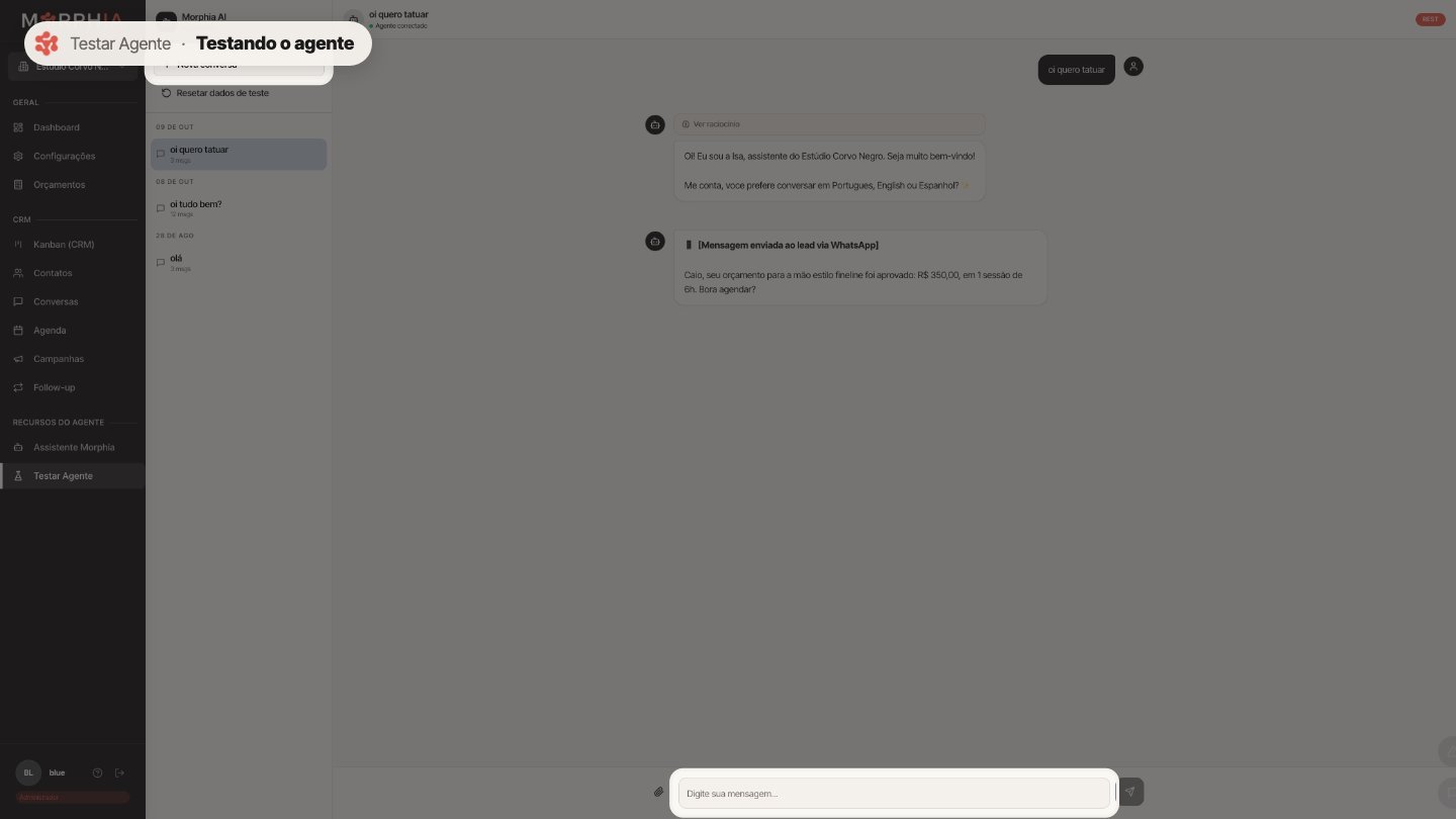 Clique em Nova conversa e escreva como um cliente escreveria.